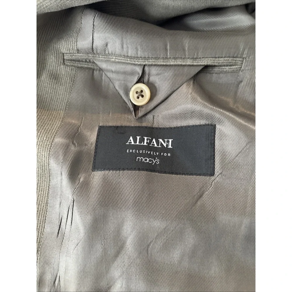 Alfani Blazer Suit‎ Jacket Mens 46R Tan Corduroy Polyester Sport Coat Faux Suede
